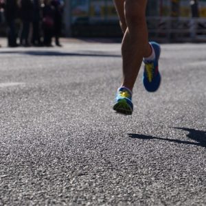 runner on concrete, running on concrete,