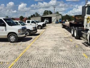 commercial permeable pavement, commercial pervious pavement, commercial truck parking lot, commercial parking stabilizer, commercial pavement stabilizer, industrial permeable parking, industrial truck on permeable pavers, industrial truck on truegrid system