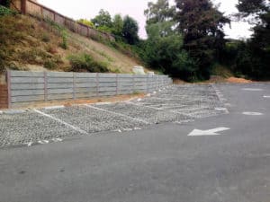 permeable parking lot, gravel stabilizer, pervious parking lot, permeable pavement, pervious pavement, truegrid permeable pavement, truegrid pervious pavement with superspots