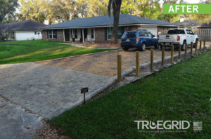 Permeable driveway installation using TRUEGRID permeable pavers. 