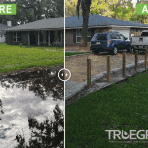 Alleviate driveway flooding with Permeable Pavers by TRUEGRID Paver