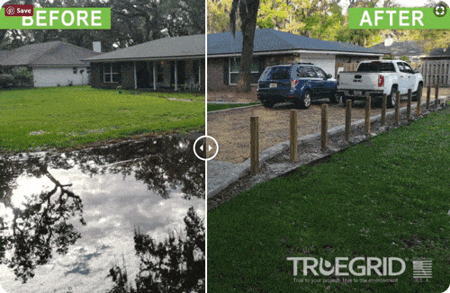 Alleviate driveway flooding with Permeable Pavers by TRUEGRID Paver