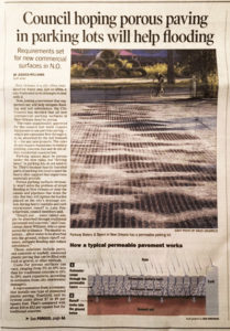 Porous Paving article in local New Orleans Newspaper.