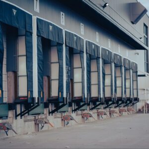 a row of parking spots showing a parking ratio for an industrial building.