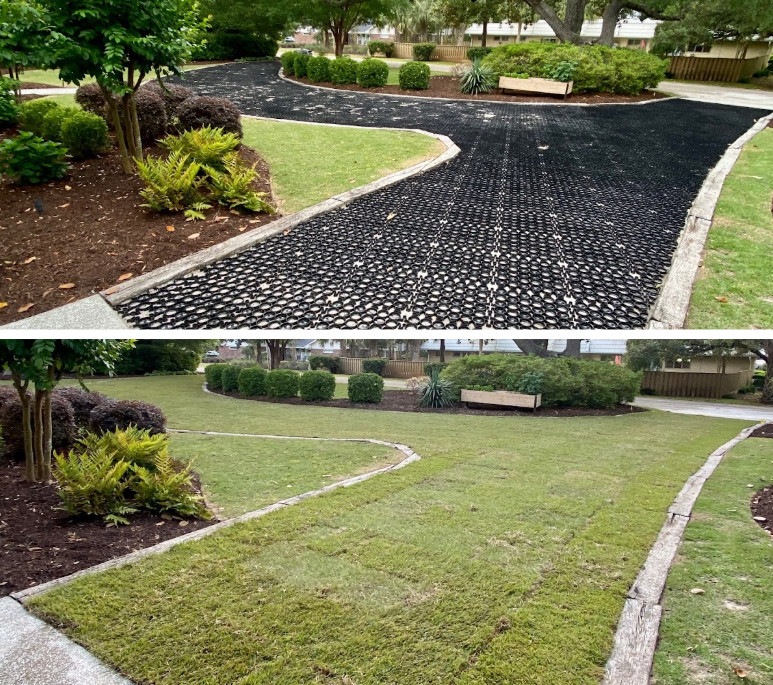 Installing grass paver driveway for eco-friendly yard
