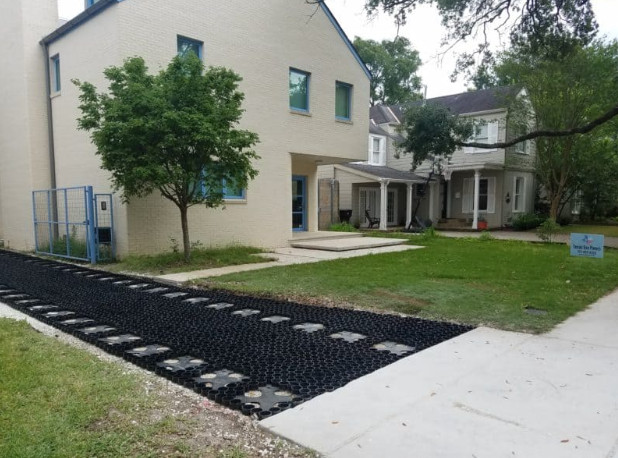 A permeable paver driveway designed to reduce environmental impact.