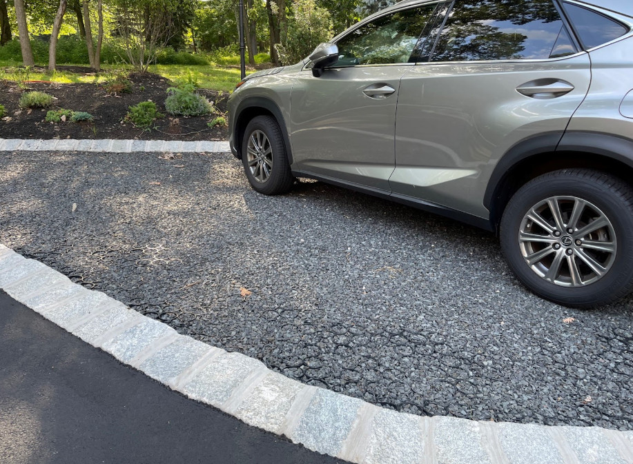 TRUEGRID permeable parking bays/stalls at a condo complex.
