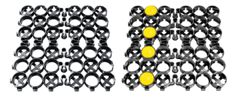 Top view of 24x24 plastic pavers grid panels designed for gravel and permeable surface support.